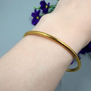 Monet Signed Vintage Heavy Gold Plated Classic Minimalist Bangle Bracelet